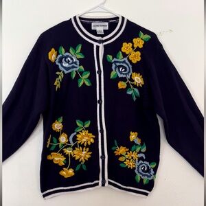Alfred Dunner Flower Cardigan Size L